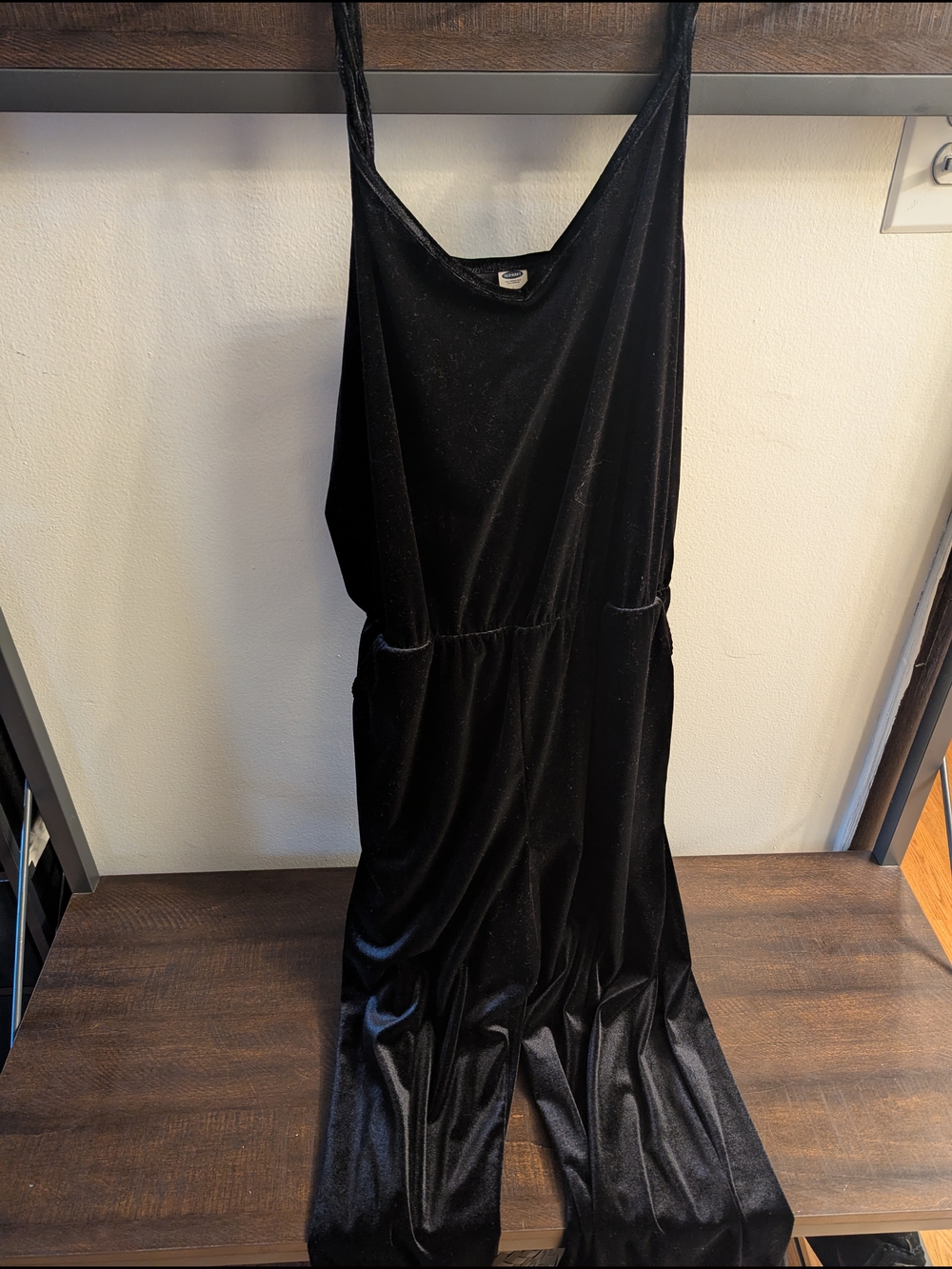 Old Navy Black Velvet Maxi Jumpsuit Women's Large